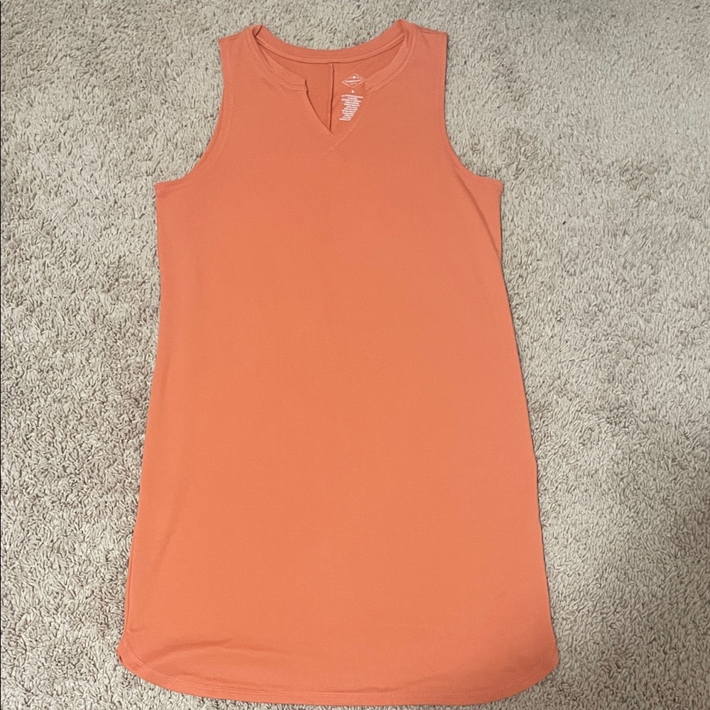St Johns Bay Womens Small Orange Vneck Knee-Length Active Dress A4266